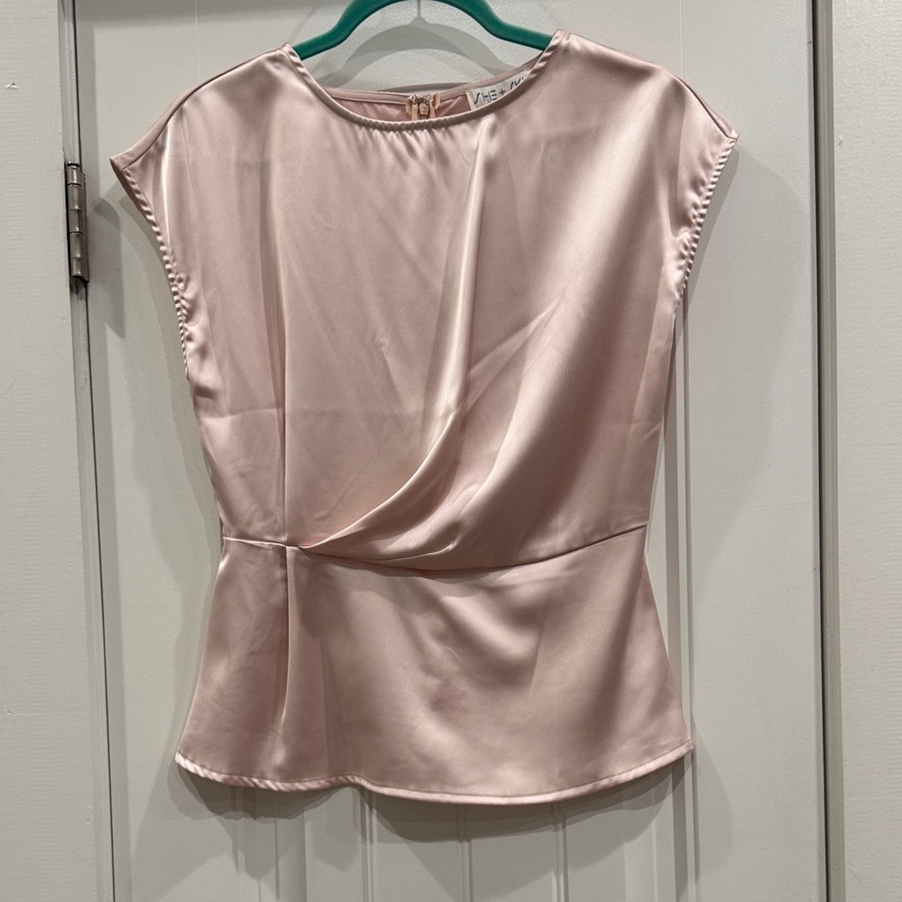 She + Sky Blush Satin Blouse